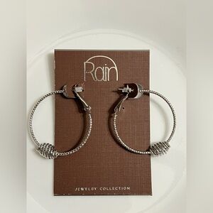 Rain Silver Textured Rope Hoop Earrings